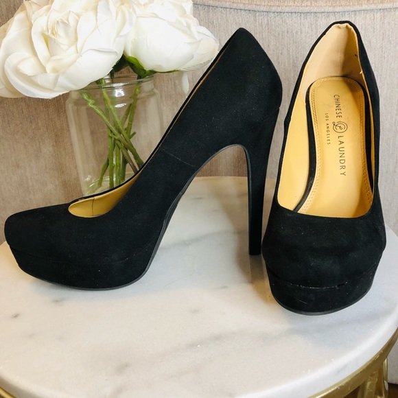 Chinese Laundry Black Suede Platform Heels - Picture 6 of 7